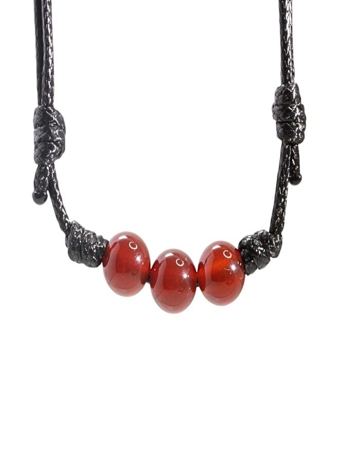 Luck Strings Carnelian Gemstone Choker Necklace - Adjustable Wax Nylon Cord Pendant for Men and Women, Beaded Spiritual Jewelry Gift for Yogi Grounding Energy - Image 1